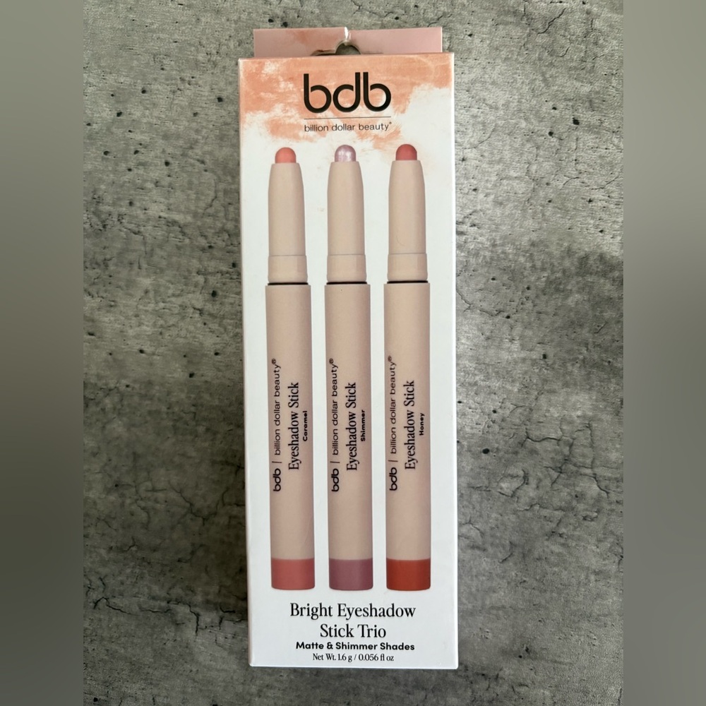 Billion Dollar Beauty Bright Eyeshadow Stick Trio Matte Shimmer Makeup Glam